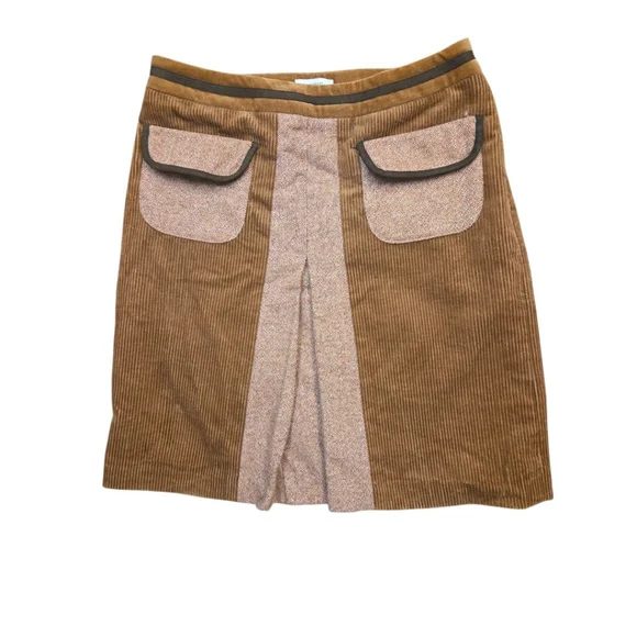 Women's Ann Taylor LOFT Brown Corduroy & Tweed Mini Skirt Size 4 - Picture 2 of 4